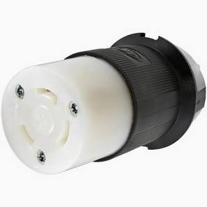 Hubbell 30A 250VAC, Nema L6-30R, Female Locking Twist-Lock, Black & White
