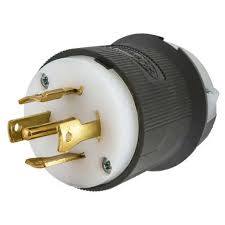 Hubbell 30A 240/415VAC, 3 Phase Y, Nema L26-30P, Male Locking Twist-Lock, Black & White