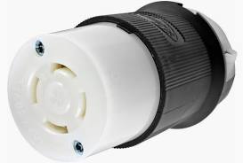 Hubbell 30A 240/415VAC, 3 Phase Y, Nema L26-30R, Female Locking Twist-Lock, Black & White