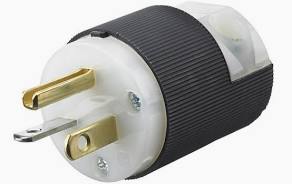 Hubbell 20A 125V, 5-20P, Black & White Male Plug, Industrial/Commerical Grade