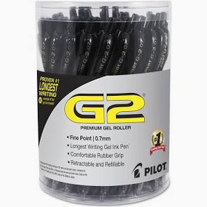 Pilot® G-2 Black Pens, 0.7 Mm,